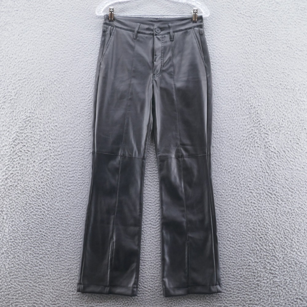 Kut from the Kloth Womens Faux Leather Trouser Pants 0 Black Mid Rise Bootcut‎